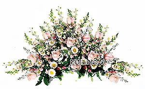 Ovalo Fnebre mixto con rosas pastel y complementos