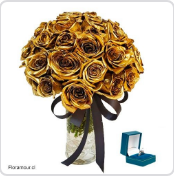 Florero deluxe con 35 rosas naturales con tratamiento de fantasía dorado
Sólo Santiago.