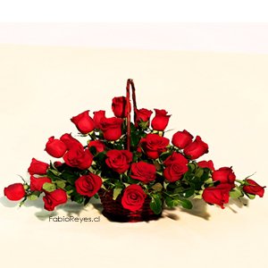 Canasta de rosas Premium con dos docenas de rosas de primera selecciÃƒÂ³n. Disponible sÃƒÂ³lo para Santiago de Chile