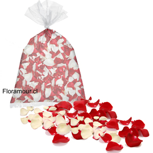 Bolsa de petalos surtidos para lanzar, decorar o ambientar Colorido Standard: Blanco Rojo. Disponible solo en Santiago de Chile